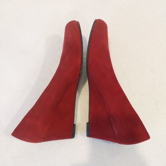 Stuart Weitzman Wedges Shoes Womens 7.5 Choke Up Burgundy Red Suede Pointed Toe, - Picture 4 of 11